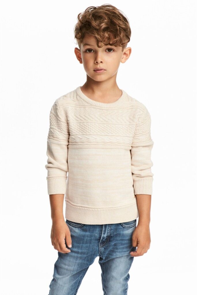 a boy is showing side view of Line Up Curls kids curls