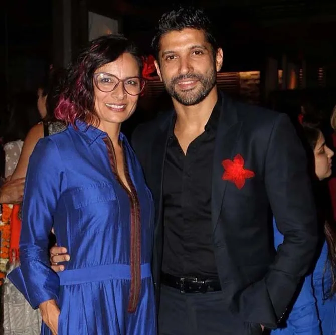 Farhan Akhtar and his ex- wife Adhuna Bhabani in blue dress Farhan Akhtar and his ex- wife Adhuna Bhabani in blue dress - bollywood actress divorce list