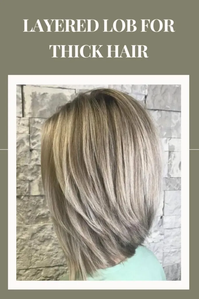 Woman in light green t-shirt showing the side view of her Layered Lob for Thick Hair Woman in light green t-shirt showing the side view of her Layered Lob for Thick Hair - bob haircuts for women