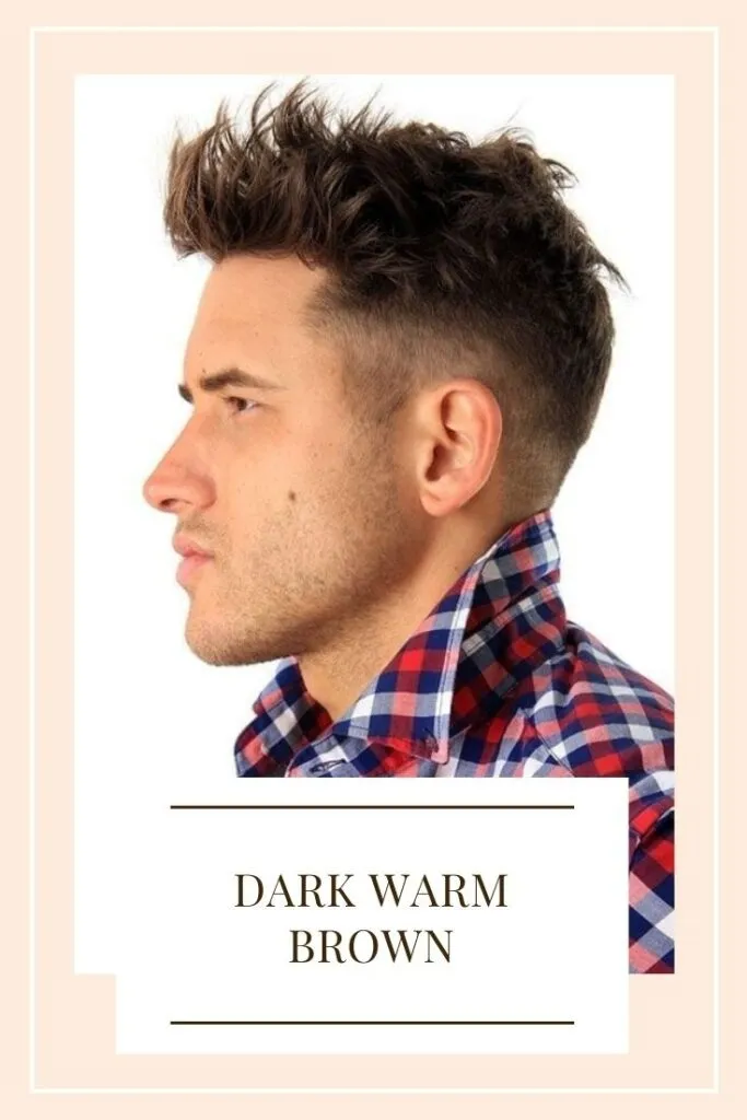 A bot in blue and red check shirt giving side view of his dark warm brown hair color A bot in blue and red check shirt giving side view of his dark warm brown hair color - hair color 2021