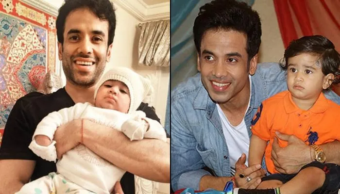 Tushar Kapoor with his young baby Tushar Kapoor with his young baby
