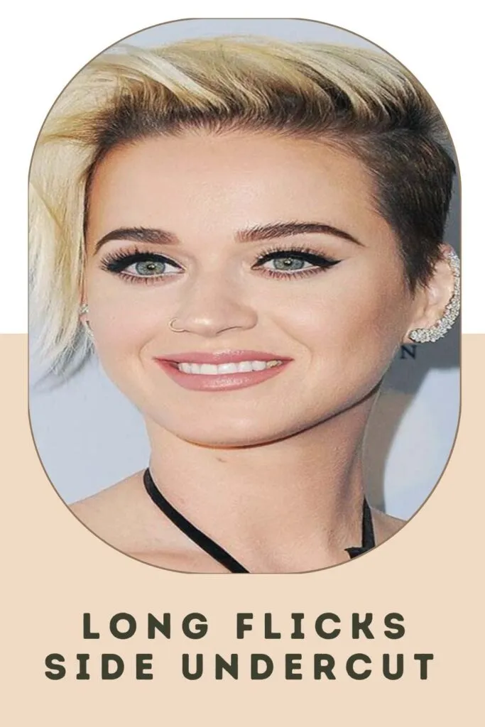 Smiling woman in black strap dress with Long Flicks Side Undercut hairstyle Smiling woman in black strap dress with Long Flicks Side Undercut hairstyle - short hairstyles for women with thick hair