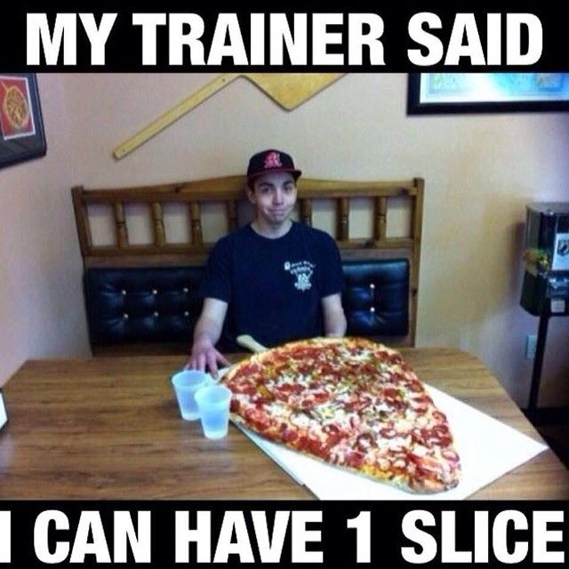 A boy in blue t-shirt with cap eating a huge slice of pizza - trending food memes
