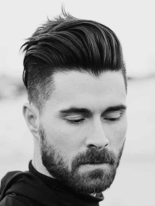 Man in black high neck sweater and High Volume Undercut hairstyle - best haircut for guys