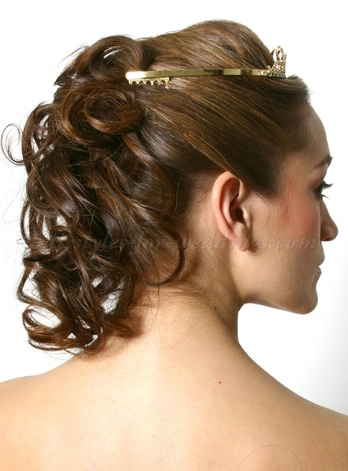 A girl in off shoulder dress showing the back view of her Half Up Curls - hairstyles for women