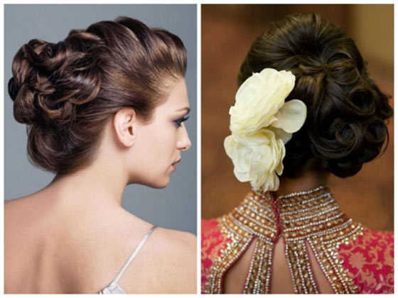 2 girls shpowing the back views of their Ringlet Buns - Indian bridal hairstyles