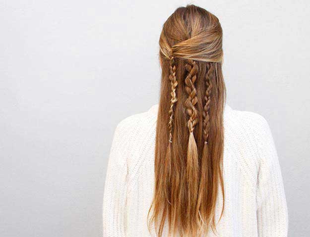 Woman in white pullover and Chic Half Up hairstyle - best hairstyles for long hair female