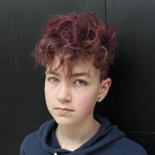 Curly Purple Undercut Haircut Teenage Girls