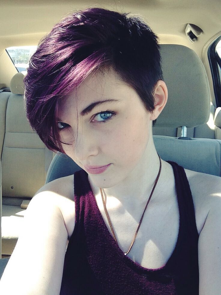 Purple Colored Short Hairstyle for Women