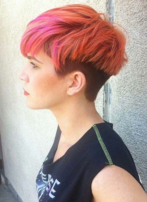 Red Undercut Short Hairstyle for Women