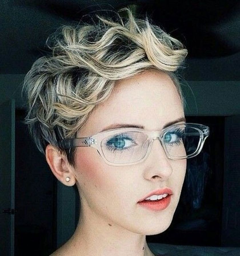 Short Curly Hair style with glasses