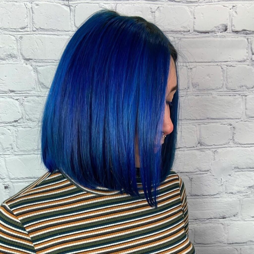 Electric Blue Hair Side Pose - Gorgeous Blue Hair Color Ideas
