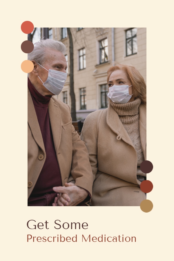 8 Tips to Help Control Male Urinary Incontinence 4 Get some prescribed medications - old couple hand hold wear mask and sitting together