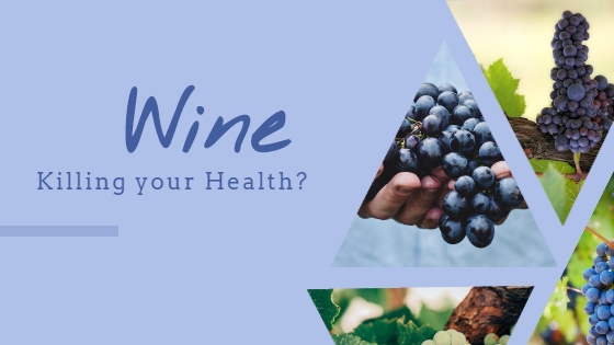 wine health effects explained with collage having variety of grapes