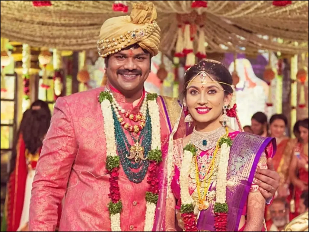 Manchu Manoj and Pranathi Reddy posing in wedding dress - south Indian celebrities who got divorced