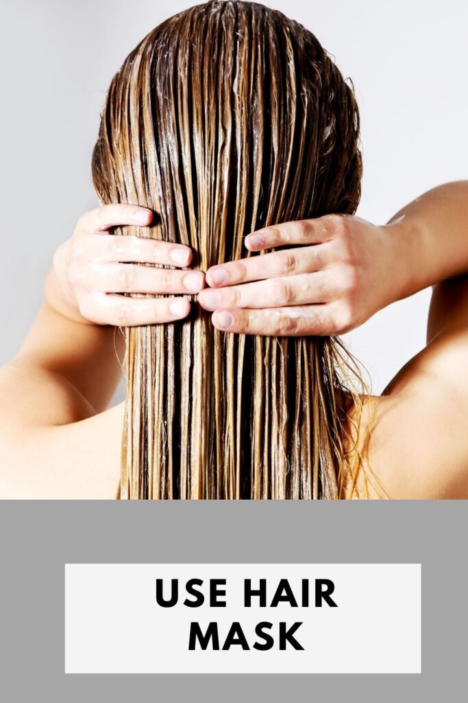 A women is applying hair mask in her hair - how to grow hair faster in a week at home