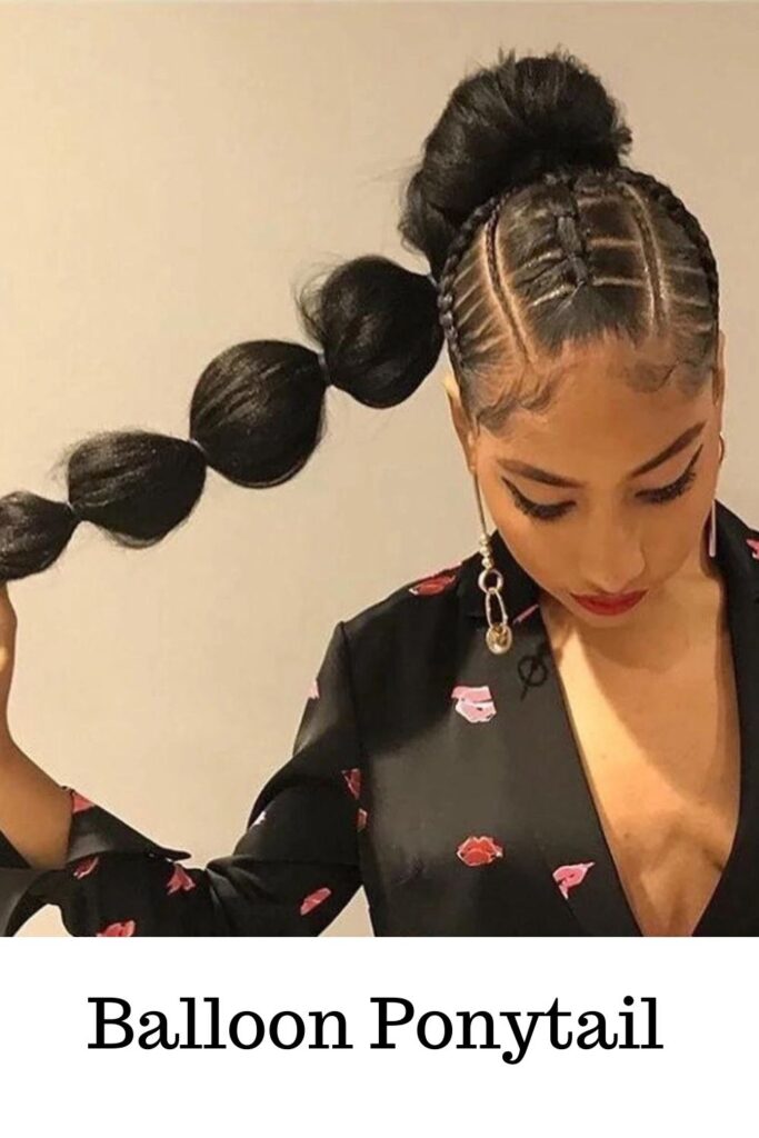 A girl in black dress showing her Balloon Ponytail A girl in black dress showing her Balloon Ponytail - easy ponytail extensions