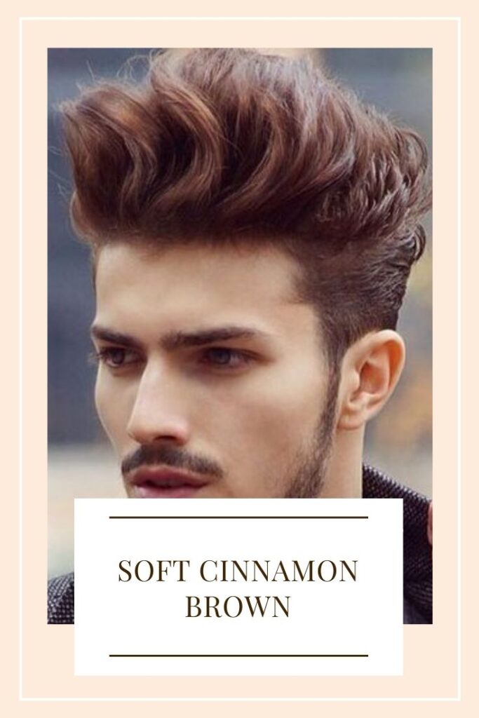 A boy in Soft Cinnamon Brown hair color - trending hair color for men