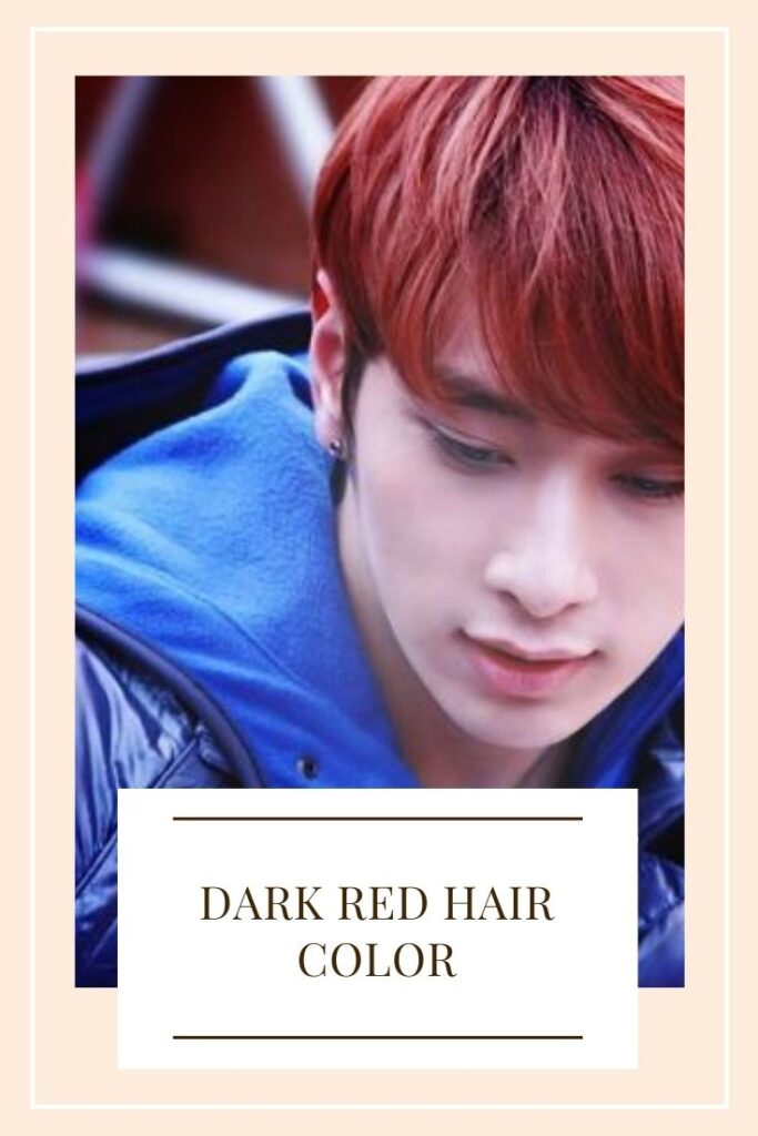 A boy in Blue shirt showing his Dark red hair color - hair color for men