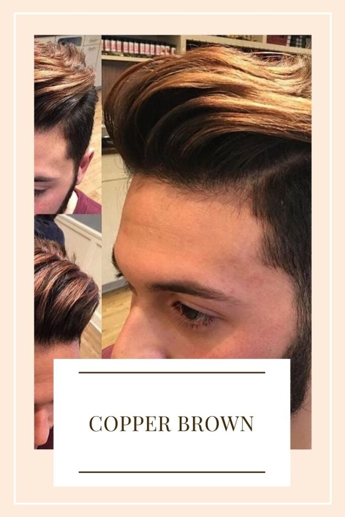 A boy is giving side pose and showing his  copper Brown hair color - hair color for men
