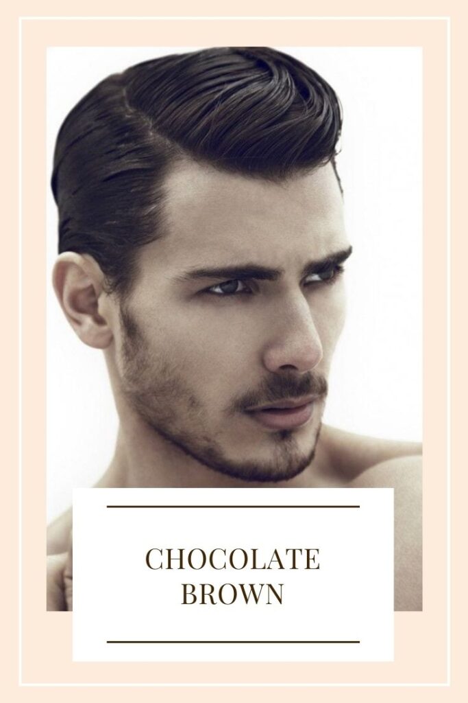 A shirtless man posing with his chocolate brown hair color A shirtless man posing with his chocolate brown hair color - hair color men 2021