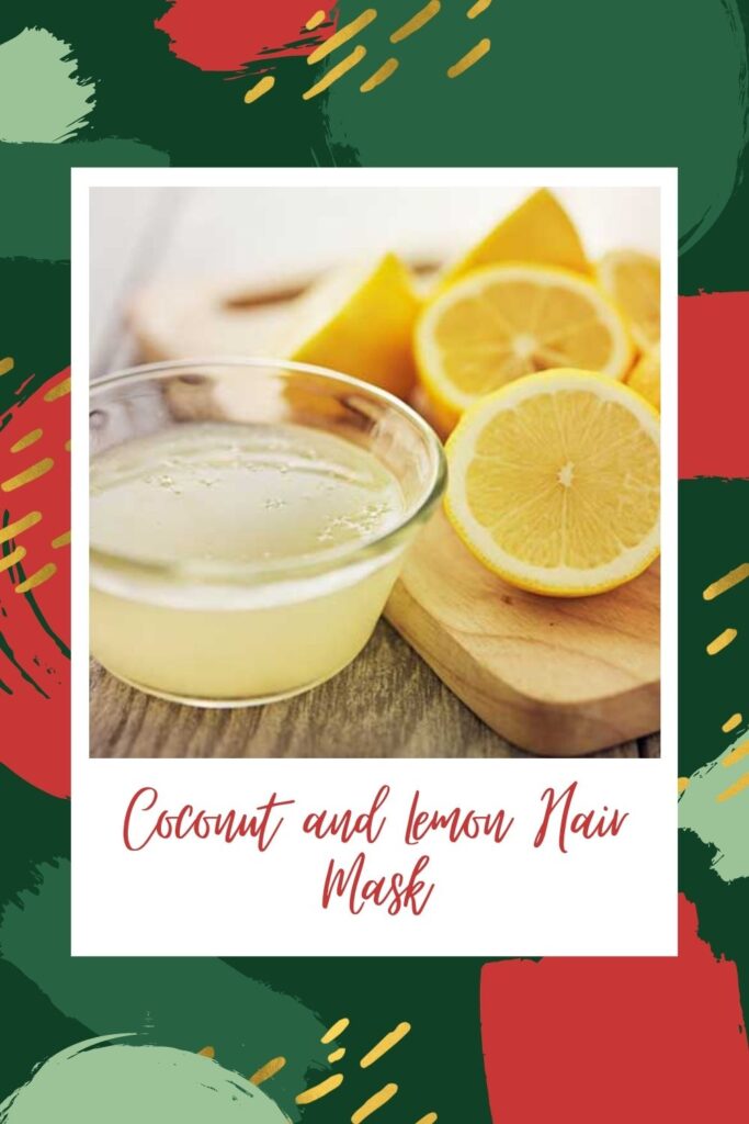 Coconut and Lemon mixture in a bowl - homemade hair mask for damaged hair