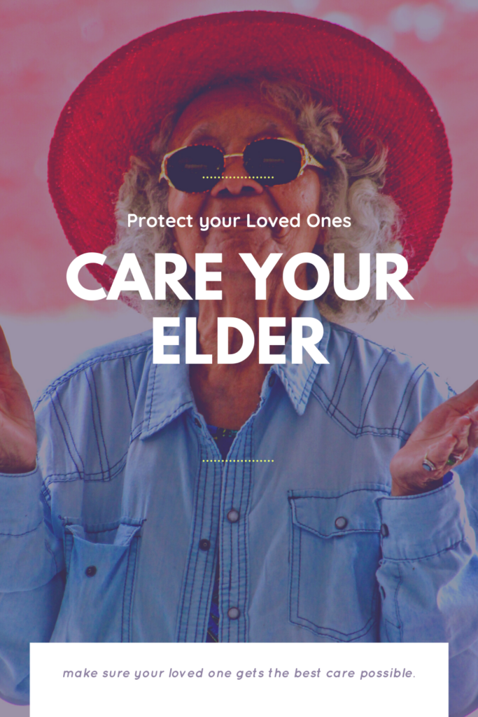Old lady in pink hat and blue denim tshirt looking happy - care your elder - care their future