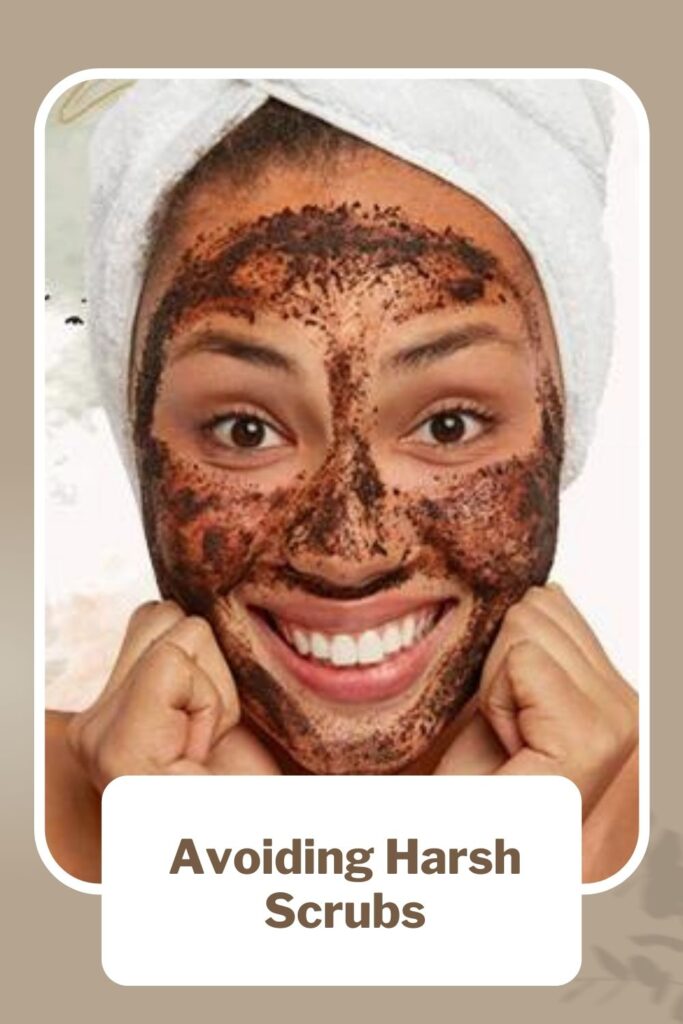 A girl if exfoliating her face with a gentle scrub - acne prone skin care routine