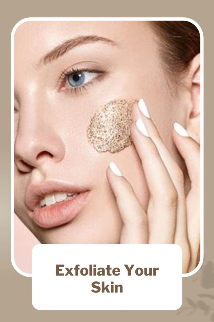 A girl is exfoliating her face - care for under eye skin