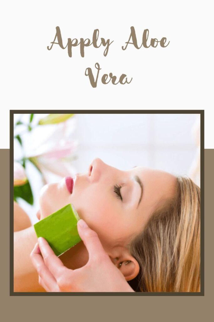 A lady is applying aloe vera on her face - lip care for dark tips