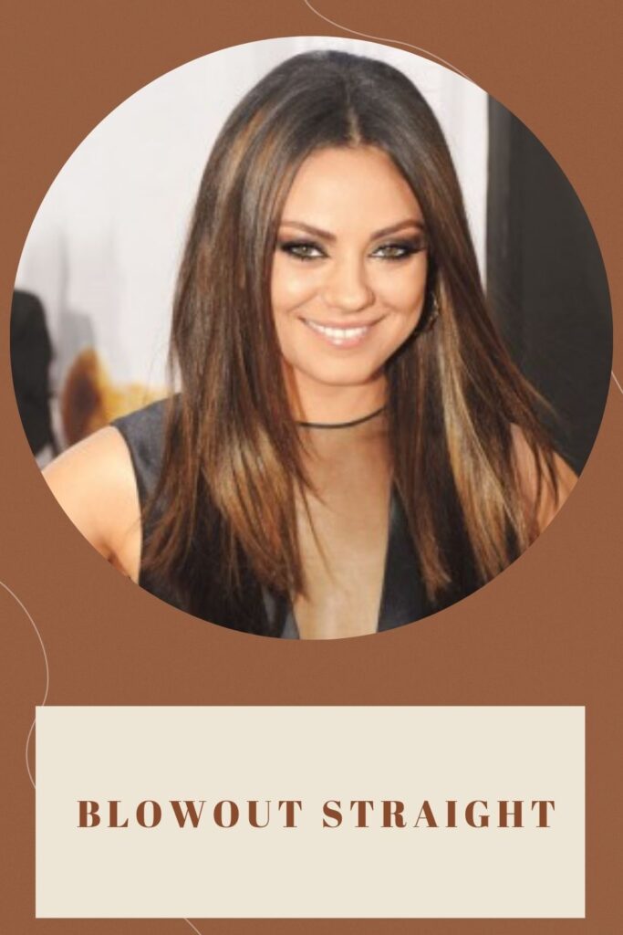 A smiling girl is showing her Blowout Straight hairstyle A smiling girl is showing her Blowout Straight hairstyle - short haircut for round face