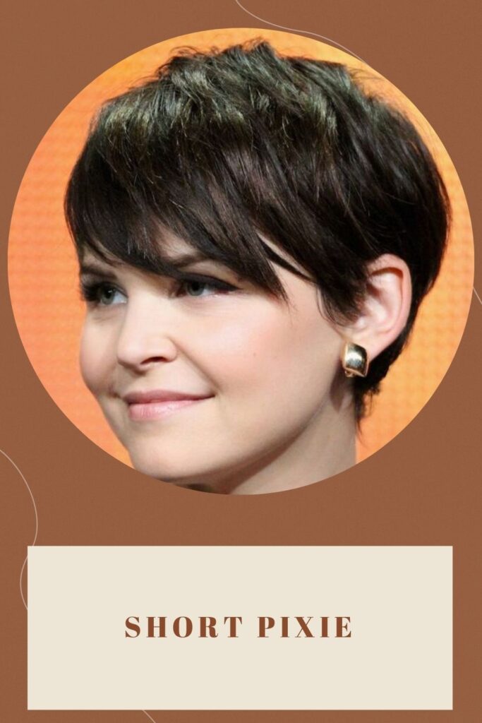 A girl is showing her Short Pixie hairstyle - short haircut for round face