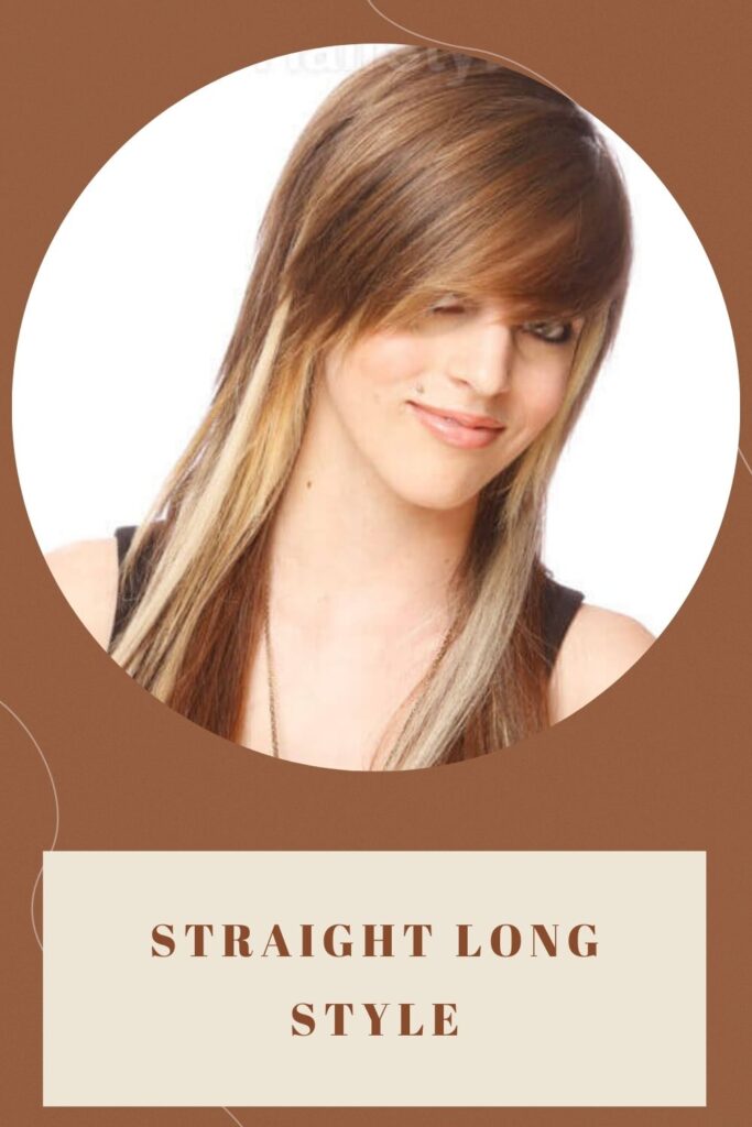 A girl in blonde hair showing her Straight Long Style A girl in blonde hair showing her Straight Long Style - medium haircuts for round faces