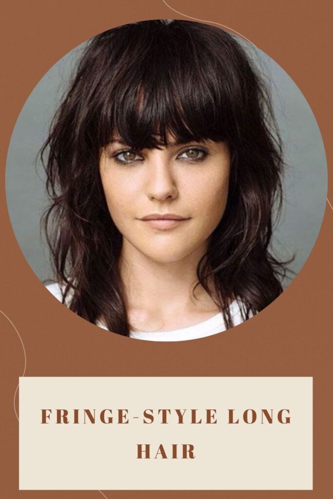 A girl is showing her Fringe-Style Long Hair A girl is showing her Fringe-Style Long Hair - short haircut for round face