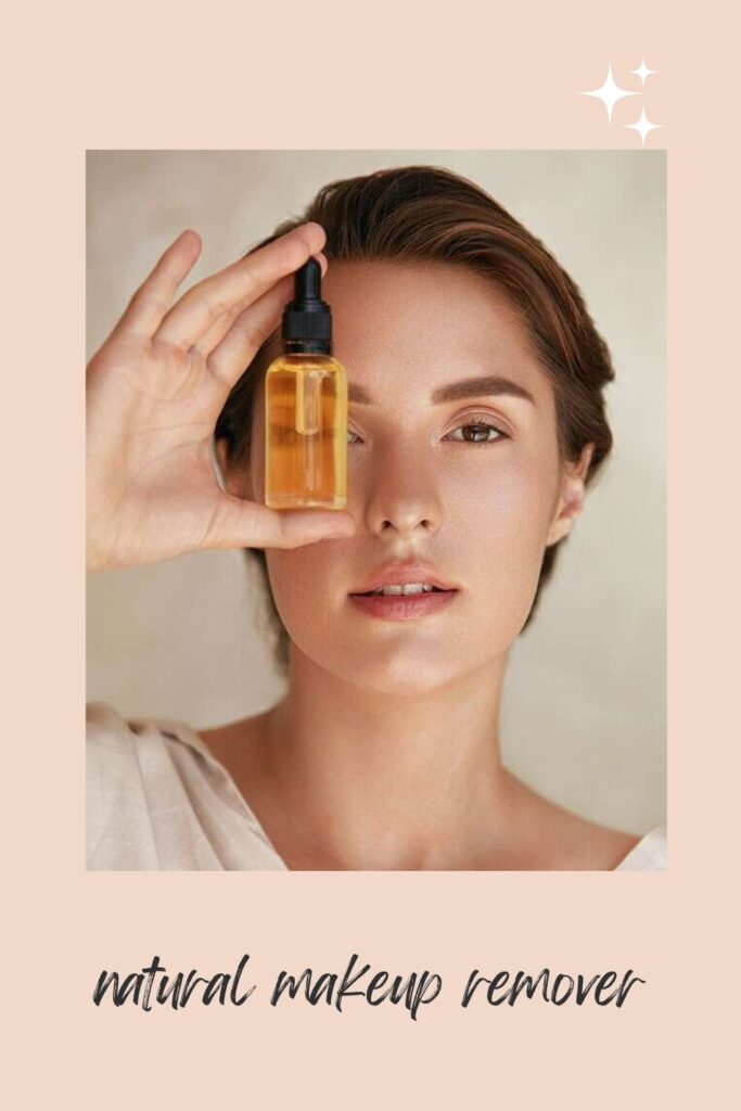 A girl is showing almond oil as a natural makeup remover A girl is showing almond oil as a natural makeup remover - almonds benefits for skin