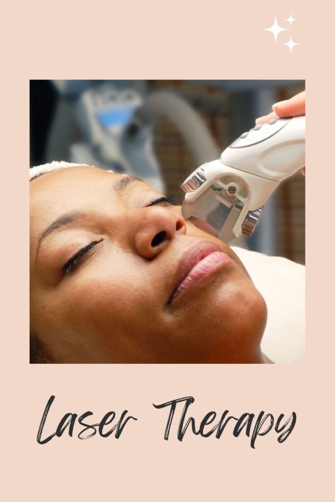 A lady is taking laser therapy - remove dark circles
