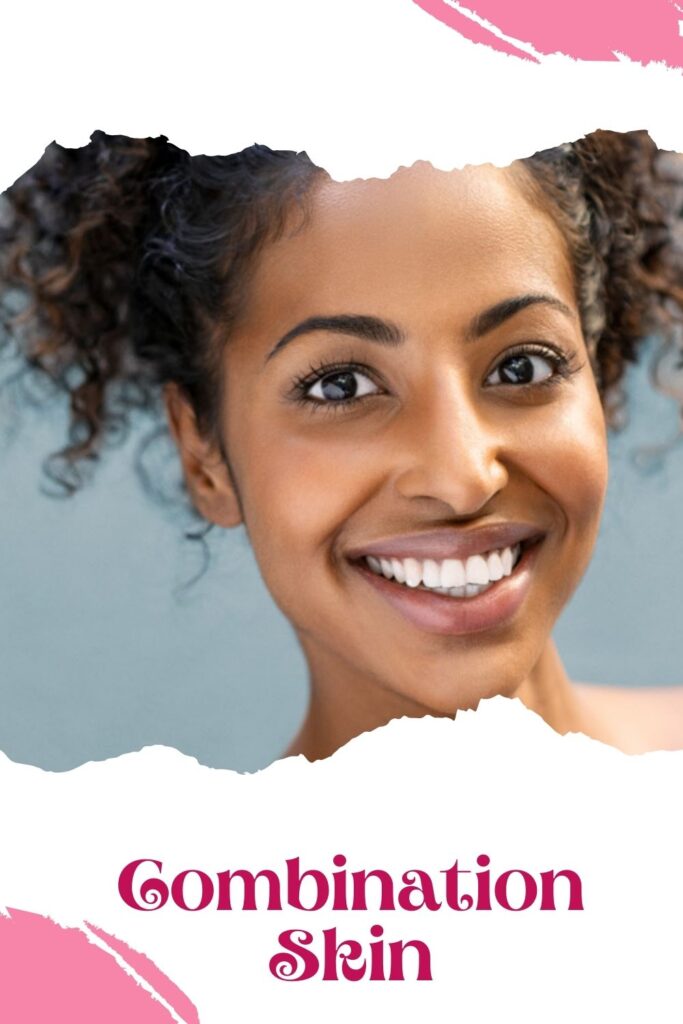 Smiling girl with curly hair having combination skin - steps for skin care