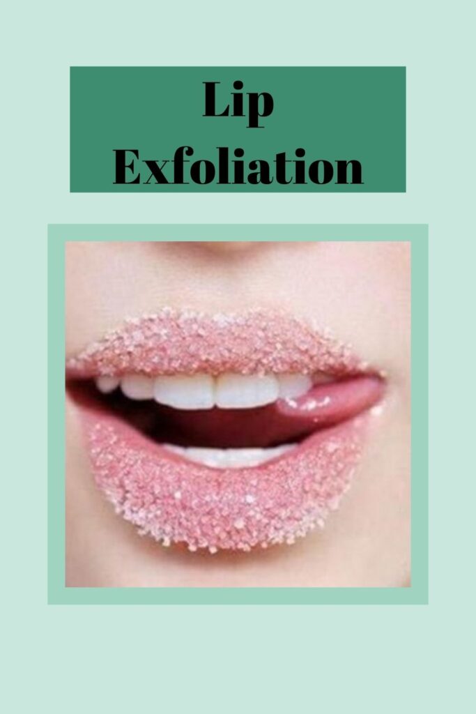 A girl is exfoliating her lips - lip care home remedies
