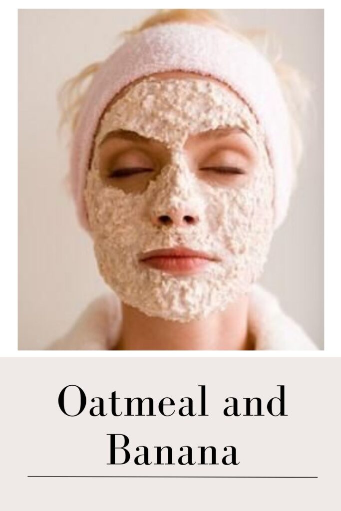 A girl is showing her Oatmeal and banana face pack on her face - Remove Facial Hair at home