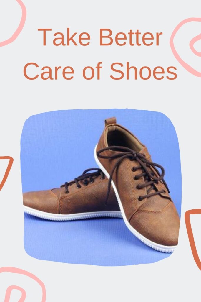 A pair of brown shoes are shown in image -  take care of shoes