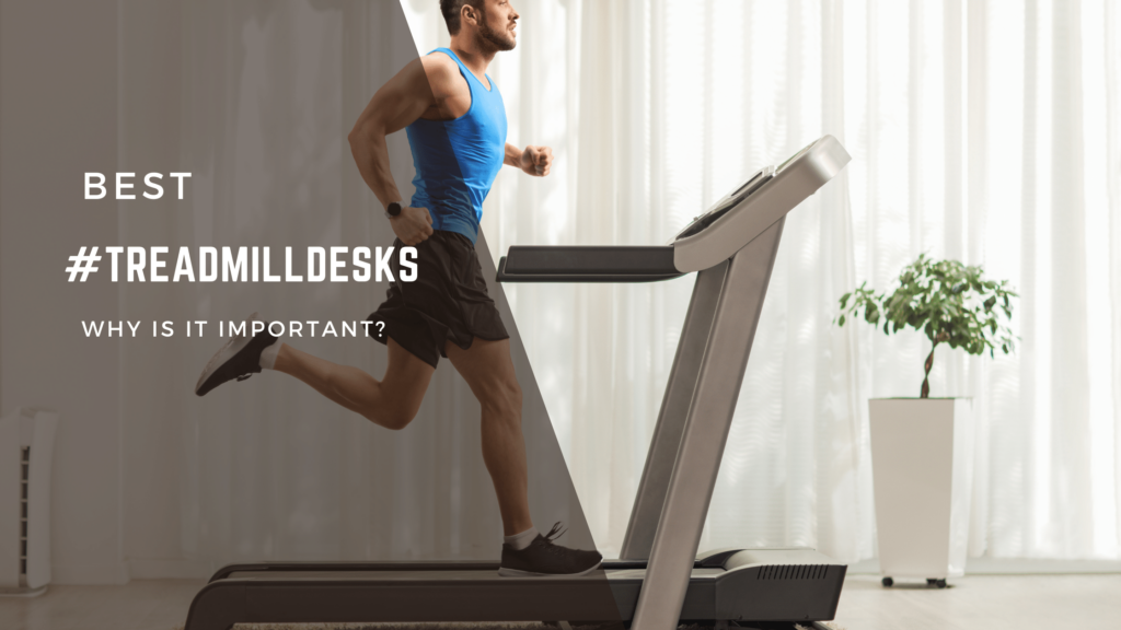 A man walking on a treadmill desk