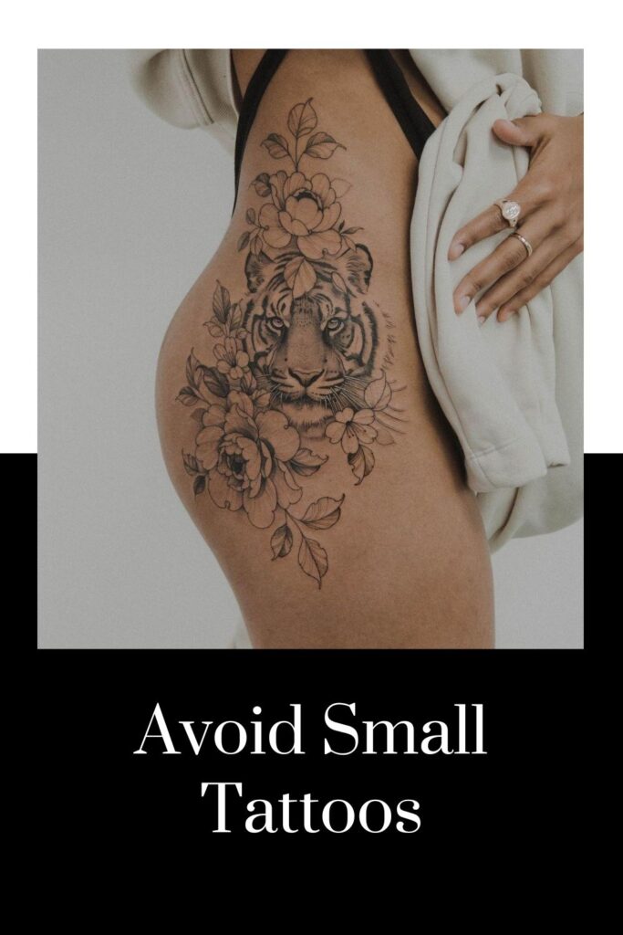 A girl is showing the tattoo on her side buttocks - tattoo ideas 