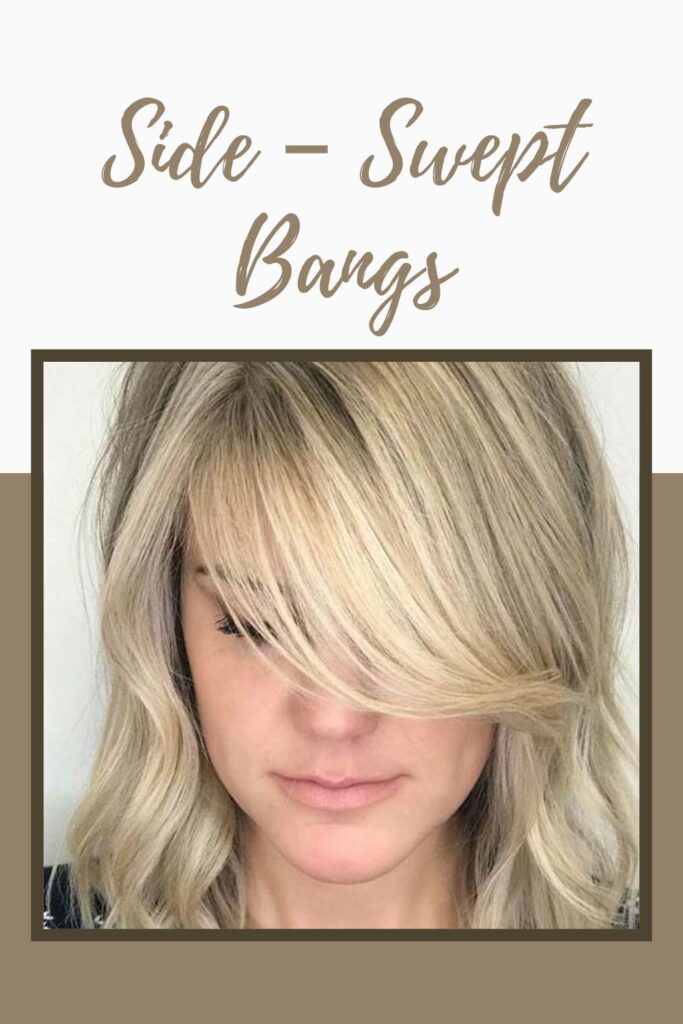 A girl is showing her side-swept bangs - hairstyles for short hair