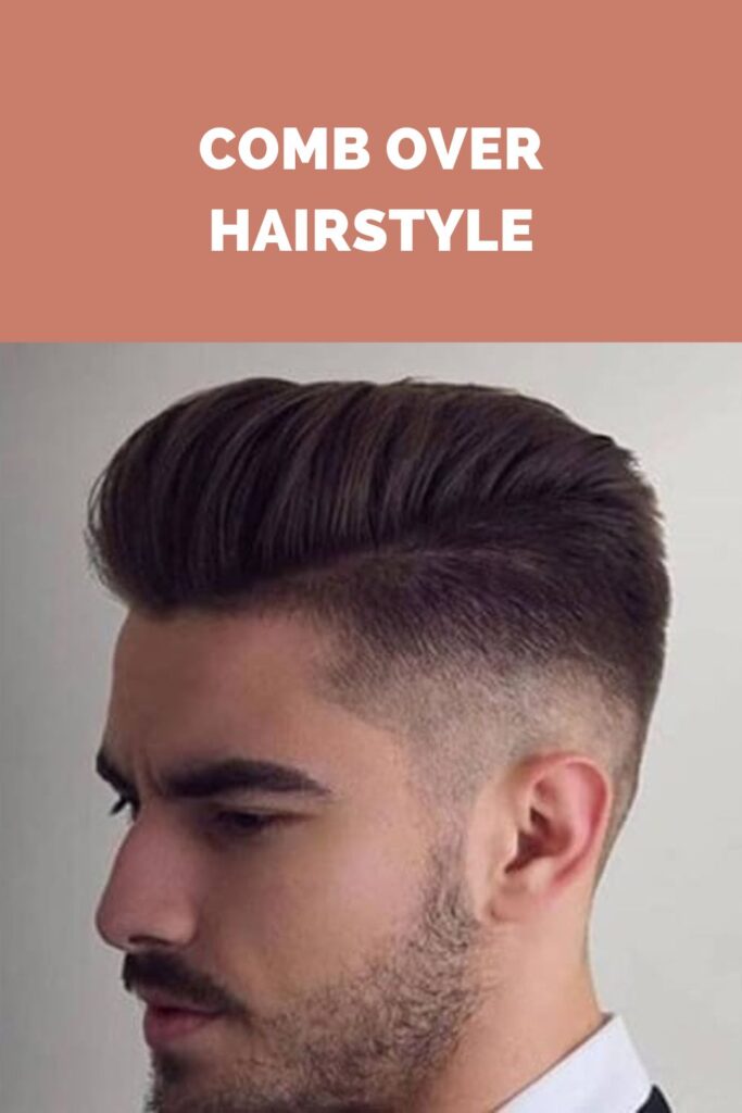a man in black coat with white shirt posing for camera and showing the side view of his comb over haircut - Men Hairstyles 2022