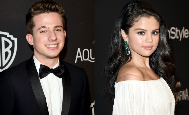 Selena Gomez in white dress and Charlie Puth in black coat with bow tie and white shirt - selena gomez haircut