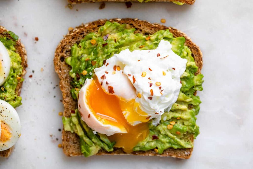 Half boil Eggs and Avocado Toast - Breakfast ideas for muscle gain