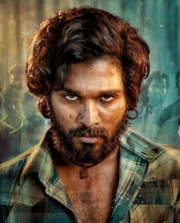 Allu Arjun in check shirt and intense looks - Allu Arjun in Pushpa Movie