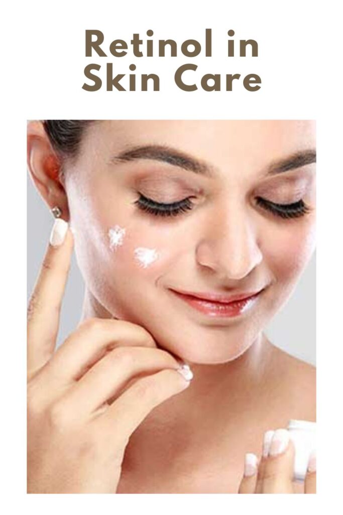 A girl is smiling and applying retinol cream on her cheeks - Retinol
