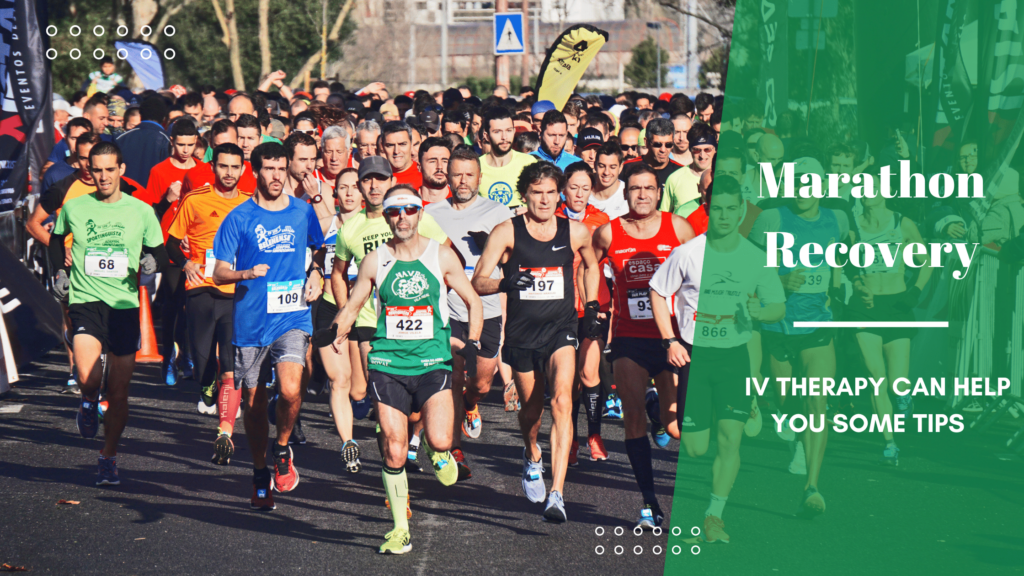 People are running in marathon - iv therapy marathon recovery -