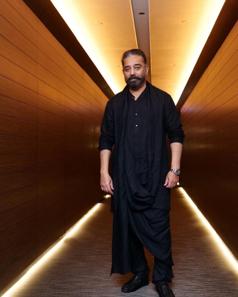 Kamal Haasan in all black outfit - indian celebrities with diabetes type 1